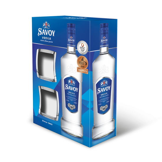 Vodka Savoy 1000ml 37,5% mit 2 Gläser
